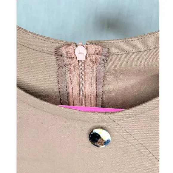 Beautiful Vintage Brown Pencil Dress Cheetah fabric buttons - Picture 9 of 9